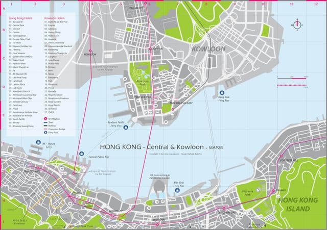 Mapa del centro de la ciudad de Hong Kong