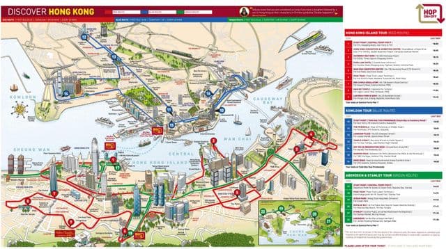 Mapa de Hong Kong Big Bus