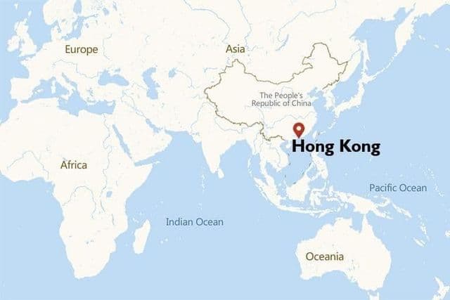 La ubicación de Hong Kong en el mapa mundial