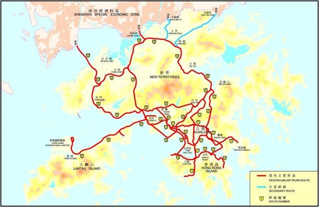 Mapa de carreteras de Hong Kong