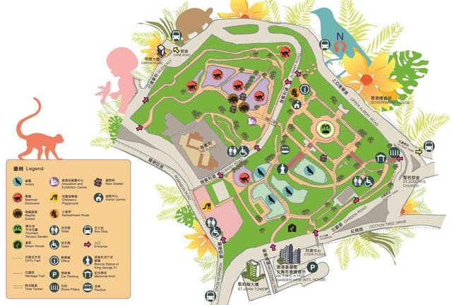 Mapa del parque zoológico de Hong Kong