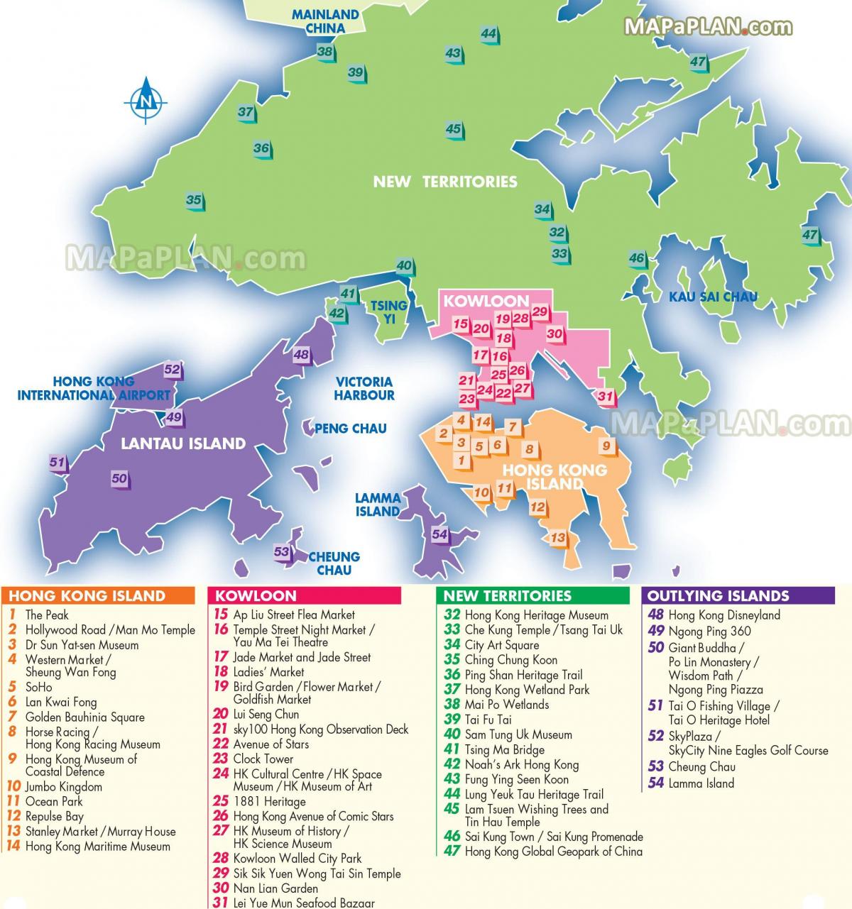Mapa de vistas de Hong Kong