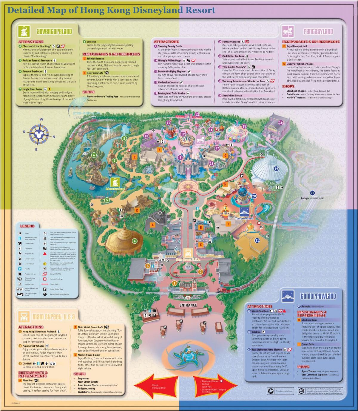 Mapa del parque Disneylandia de Hong Kong