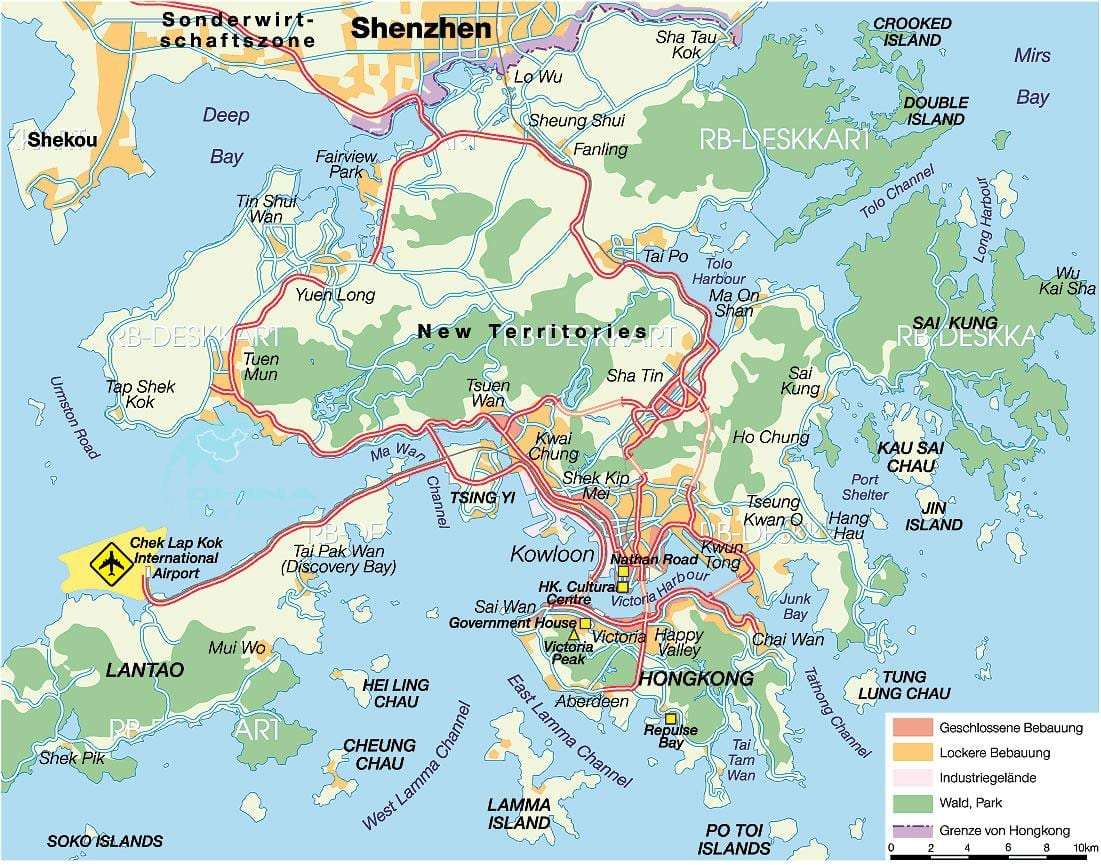 Mapa de la ciudad de Hong Kong