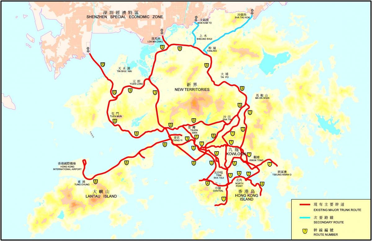 Mapa de carreteras de Hong Kong