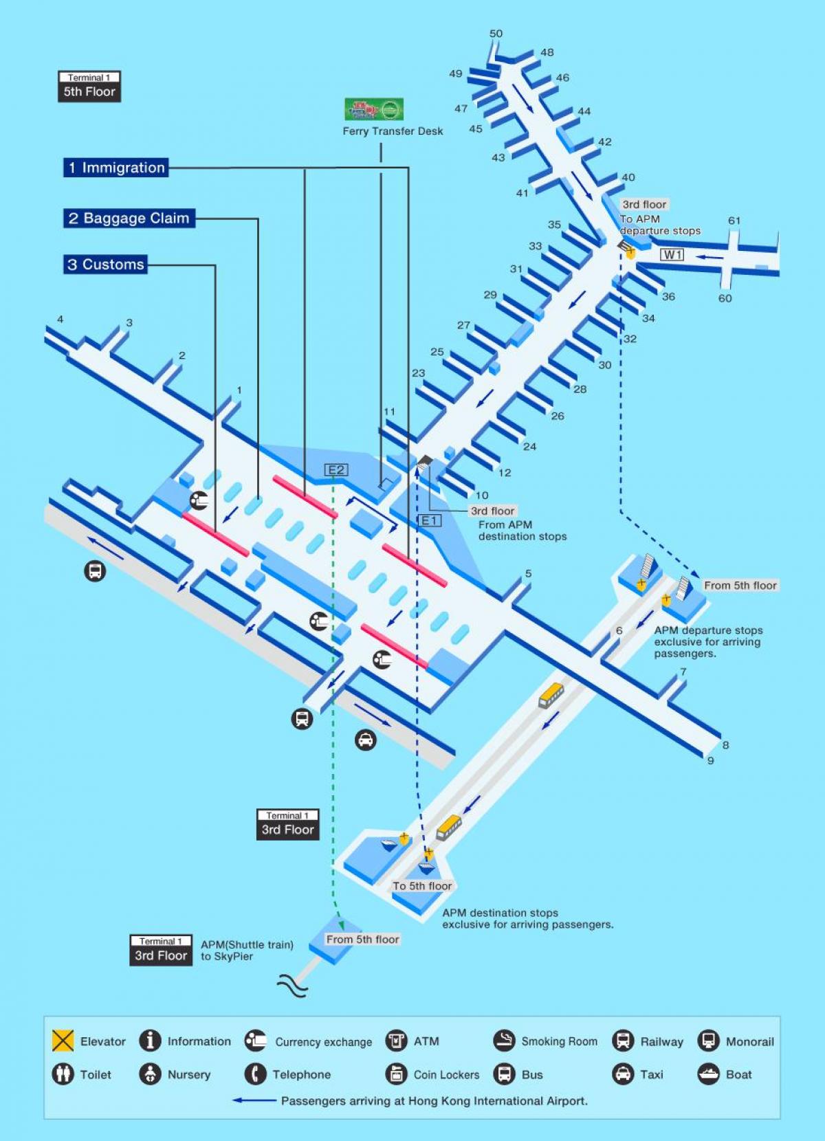 Mapa de la terminal del aeropuerto de Hong Kong