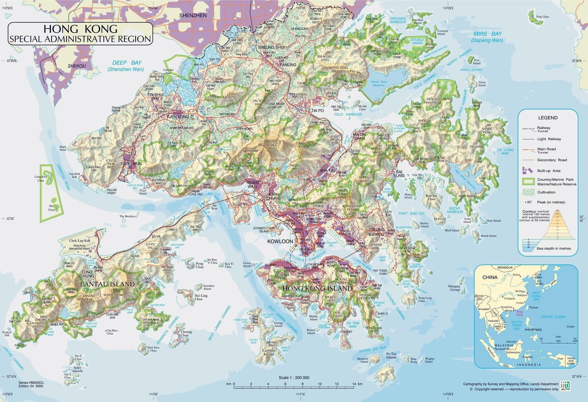 Mapa de elevación de Hong Kong